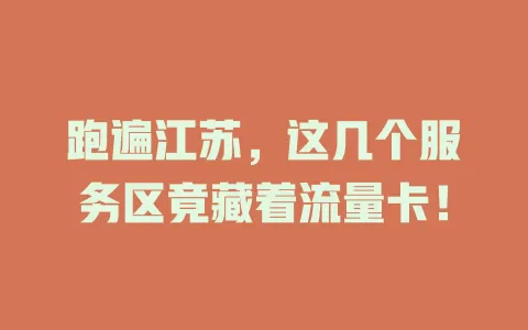 跑遍江苏,这几个服务区竟藏着流量卡!