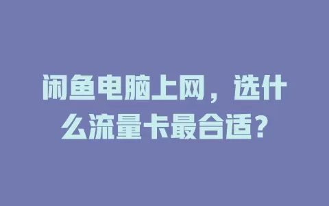 闲鱼电脑上网,选什么流量卡最合适?