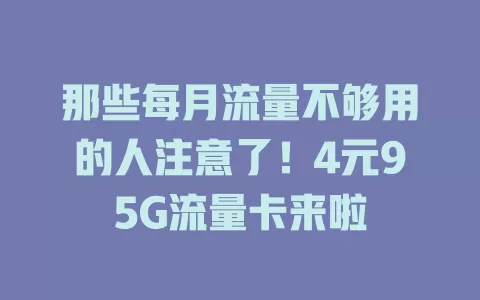 那些每月流量不够用的人注意了!4元95G流量卡来啦