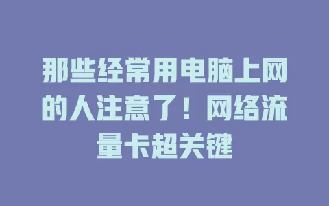 那些经常用电脑上网的人注意了！网络流量卡超关键