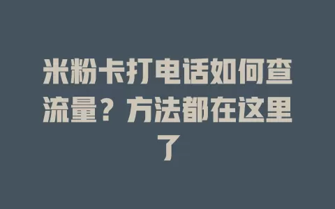 米粉卡打电话如何查流量?方法都在这里了