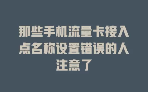 那些手机流量卡接入点名称设置错误的人注意了