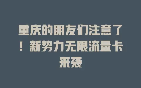 重庆的朋友们注意了!新势力无限流量卡来袭
