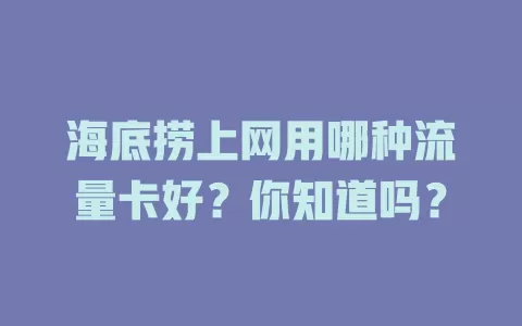 海底捞上网用哪种流量卡好？你知道吗？