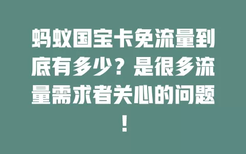 蚂蚁国宝卡免流量到底有多少?是很多流量需求者关心的问题!