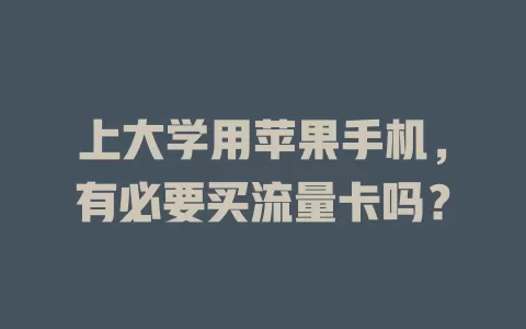 上大学用苹果手机,有必要买流量卡吗?