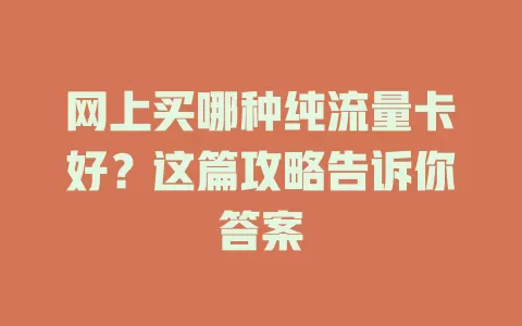 网上买哪种纯流量卡好？这篇攻略告诉你答案
