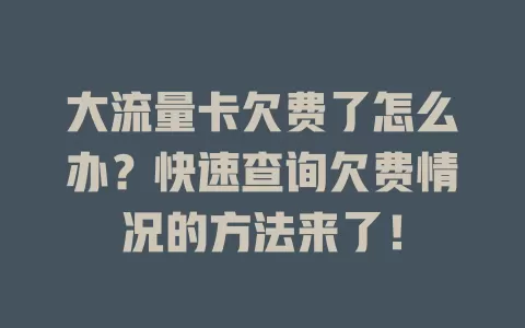 大流量卡欠费了怎么办?快速查询欠费情况的方法来了!