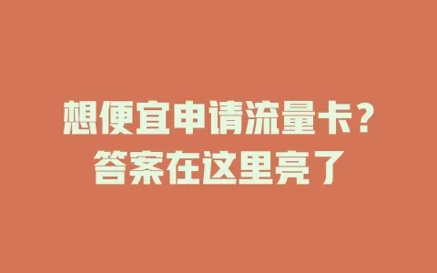 想便宜申请流量卡?答案在这里亮了