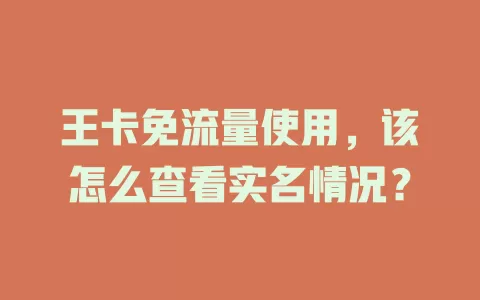 王卡免流量使用,该怎么查看实名情况?