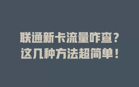 联通新卡流量咋查?这几种方法超简单!