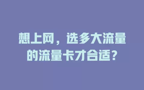 想上网,选多大流量的流量卡才合适?