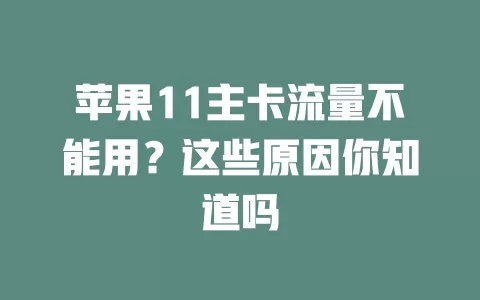 苹果11主卡流量不能用?这些原因你知道吗
