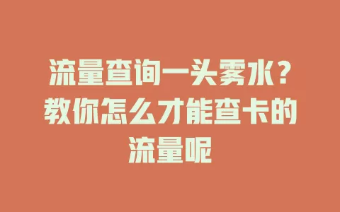 流量查询一头雾水?教你怎么才能查卡的流量呢