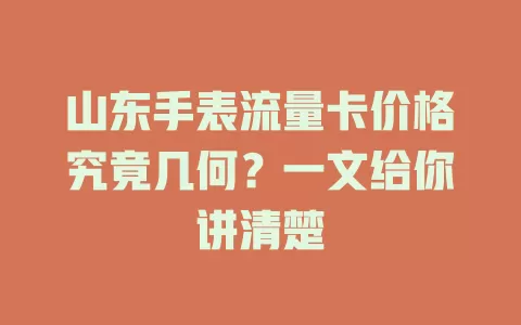 山东手表流量卡价格究竟几何?一文给你讲清楚