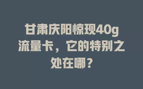甘肃庆阳惊现40g流量卡，它的特别之处在哪？