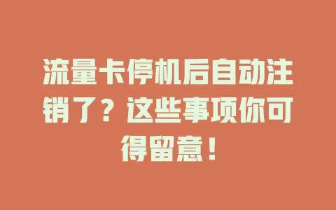流量卡停机后自动注销了?这些事项你可得留意!
