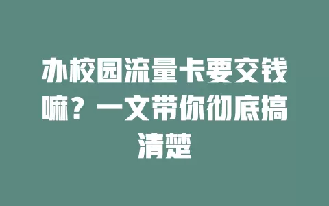 办校园流量卡要交钱嘛？一文带你彻底搞清楚