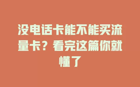 没电话卡能不能买流量卡？看完这篇你就懂了