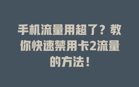 手机流量用超了？教你快速禁用卡2流量的方法！
