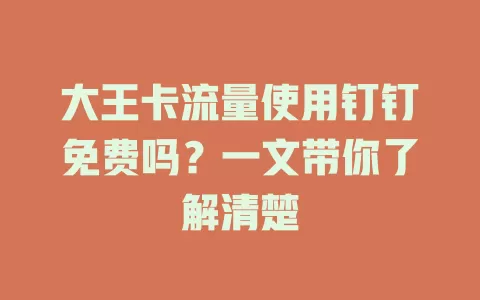 大王卡流量使用钉钉免费吗?一文带你了解清楚