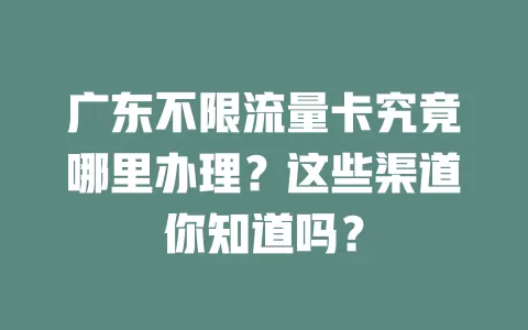 广东不限流量卡究竟哪里办理?这些渠道你知道吗?