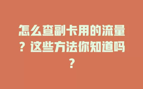怎么查副卡用的流量?这些方法你知道吗?