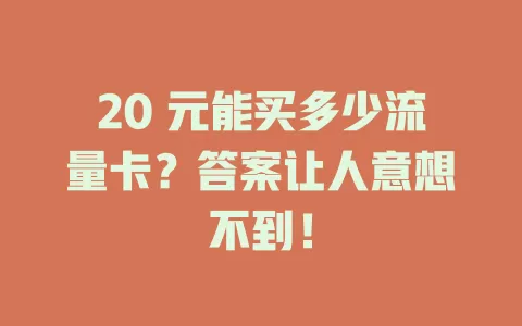 20 元能买多少流量卡?答案让人意想不到!