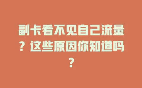 副卡看不见自己流量?这些原因你知道吗?