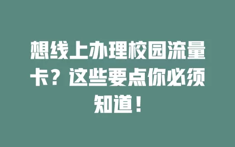 想线上办理校园流量卡?这些要点你必须知道!