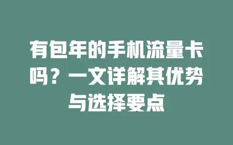 有包年的手机流量卡吗？一文详解其优势与选择要点