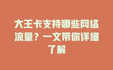 大王卡支持哪些网络流量？一文带你详细了解