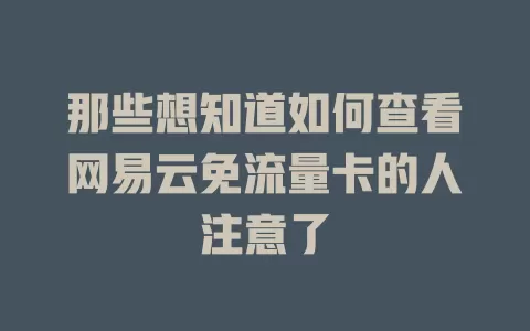 那些想知道如何查看网易云免流量卡的人注意了