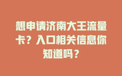 想申请济南大王流量卡?入口相关信息你知道吗?