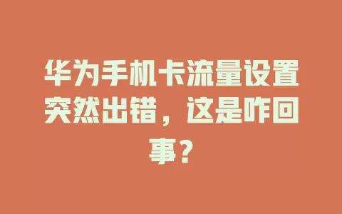 华为手机卡流量设置突然出错，这是咋回事？