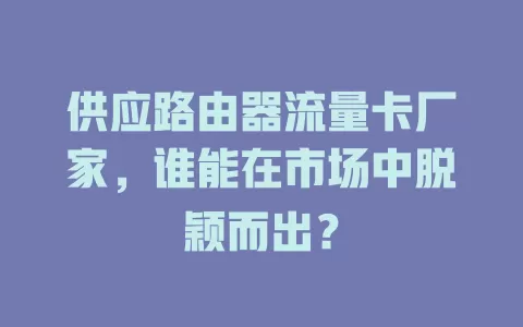 供应路由器流量卡厂家,谁能在市场中脱颖而出?