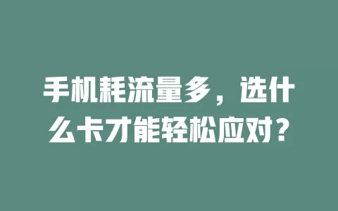 手机耗流量多,选什么卡才能轻松应对?