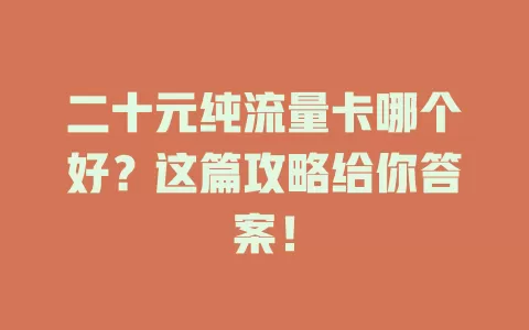 二十元纯流量卡哪个好？这篇攻略给你答案！