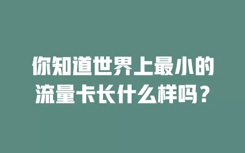 你知道世界上最小的流量卡长什么样吗?