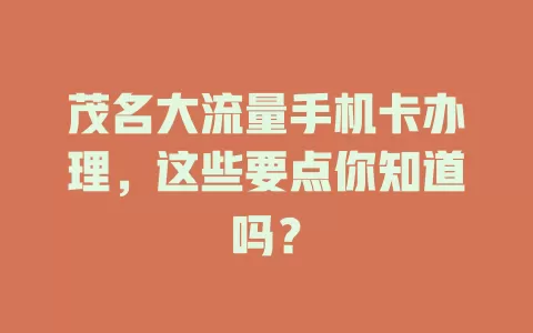 茂名大流量手机卡办理，这些要点你知道吗？