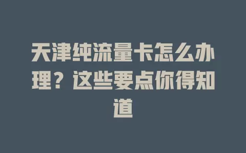 天津纯流量卡怎么办理?这些要点你得知道