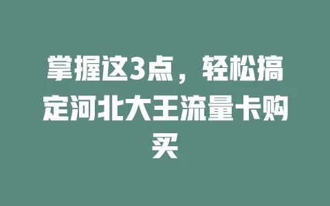 掌握这3点,轻松搞定河北大王流量卡购买
