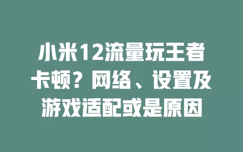 小米12流量玩王者卡顿?网络、设置及游戏适配或是原因