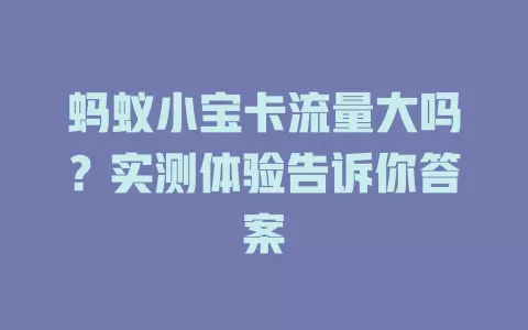 蚂蚁小宝卡流量大吗?实测体验告诉你答案