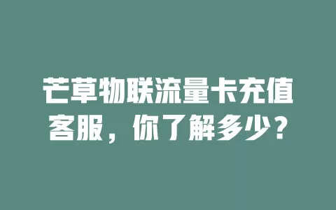 芒草物联流量卡充值客服,你了解多少?
