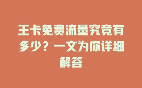 王卡免费流量究竟有多少?一文为你详细解答
