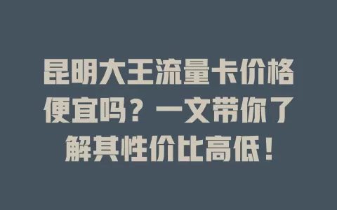 昆明大王流量卡价格便宜吗?一文带你了解其性价比高低!