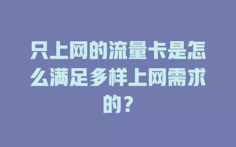 只上网的流量卡是怎么满足多样上网需求的？