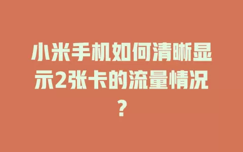 小米手机如何清晰显示2张卡的流量情况?