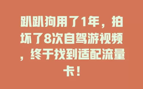 趴趴狗用了1年,拍坏了8次自驾游视频,终于找到适配流量卡!